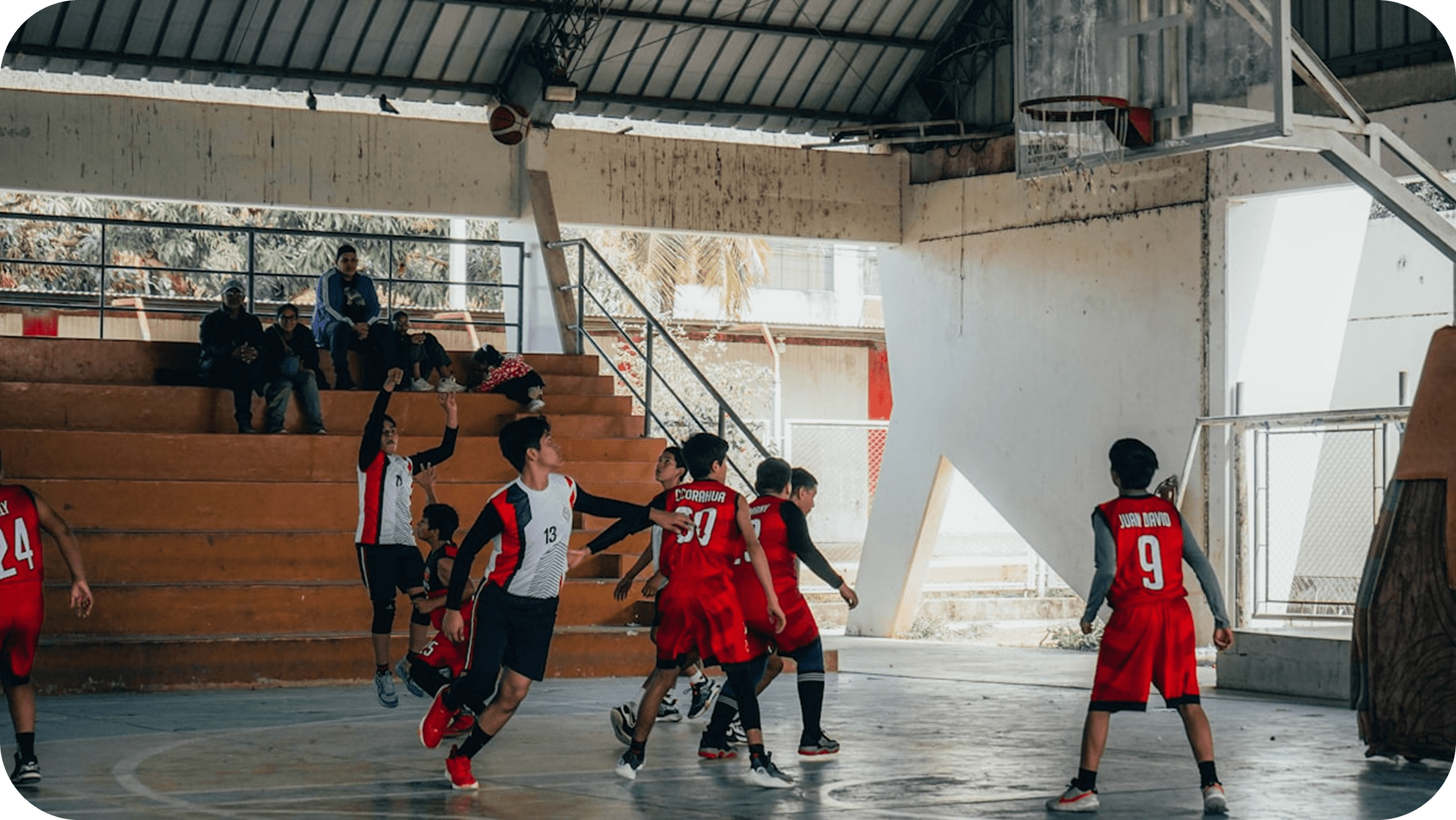 Athletes training indoors